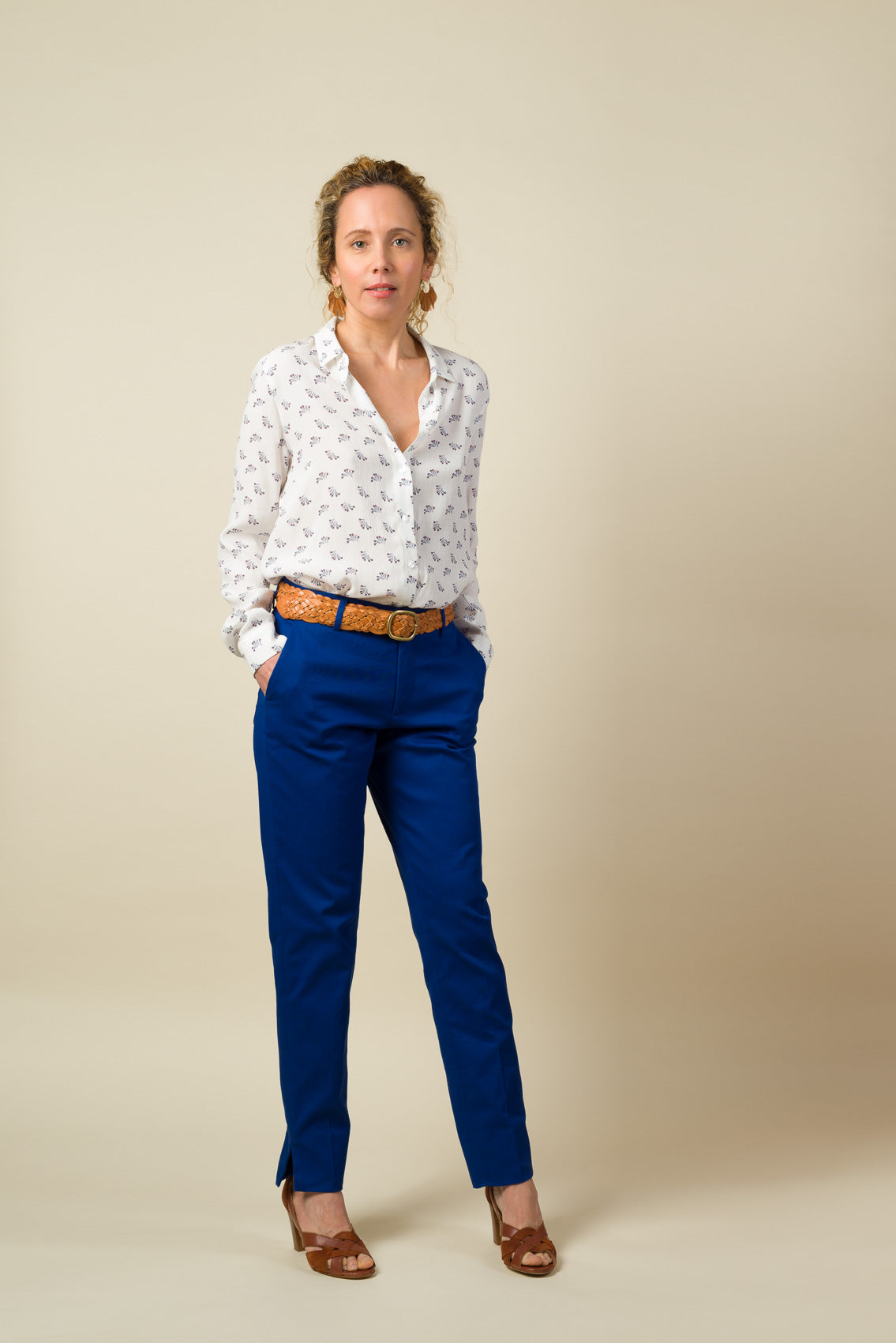 Made in France Pantalon Cigarette bleu roy