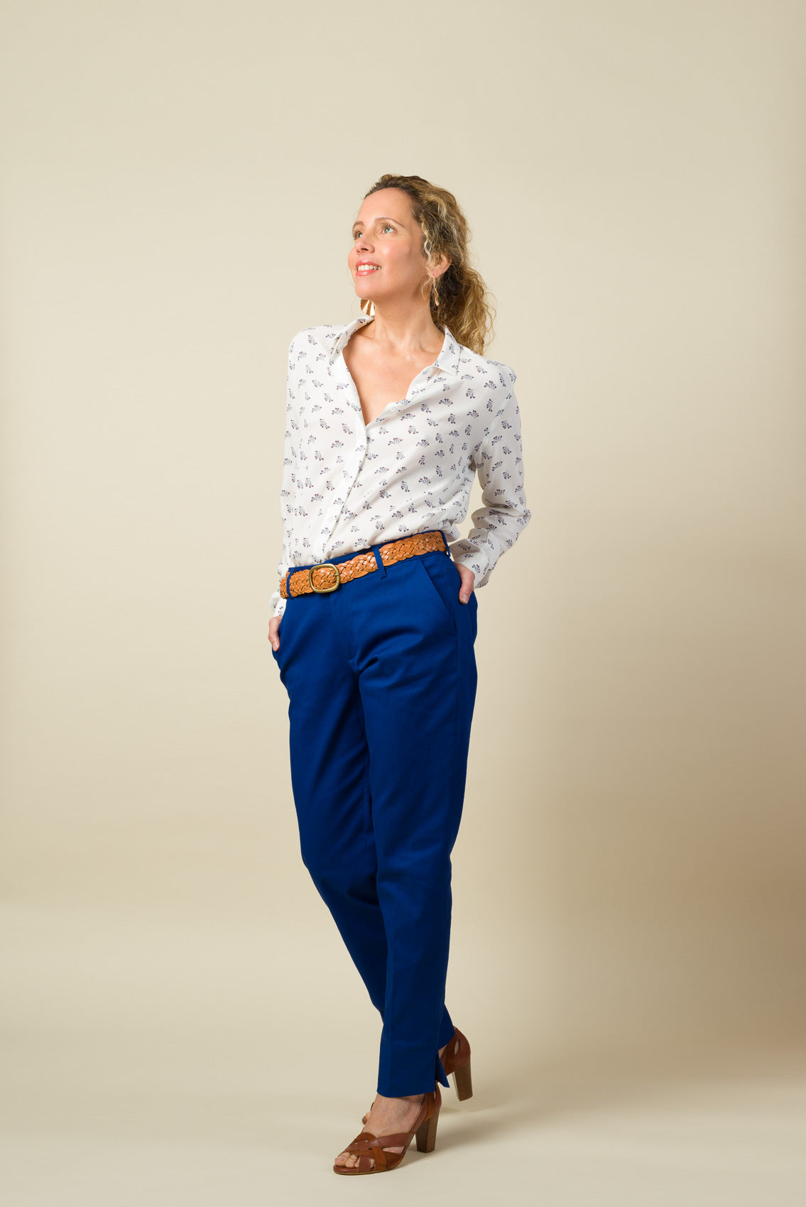 Made in France Pantalon Cigarette bleu roy
