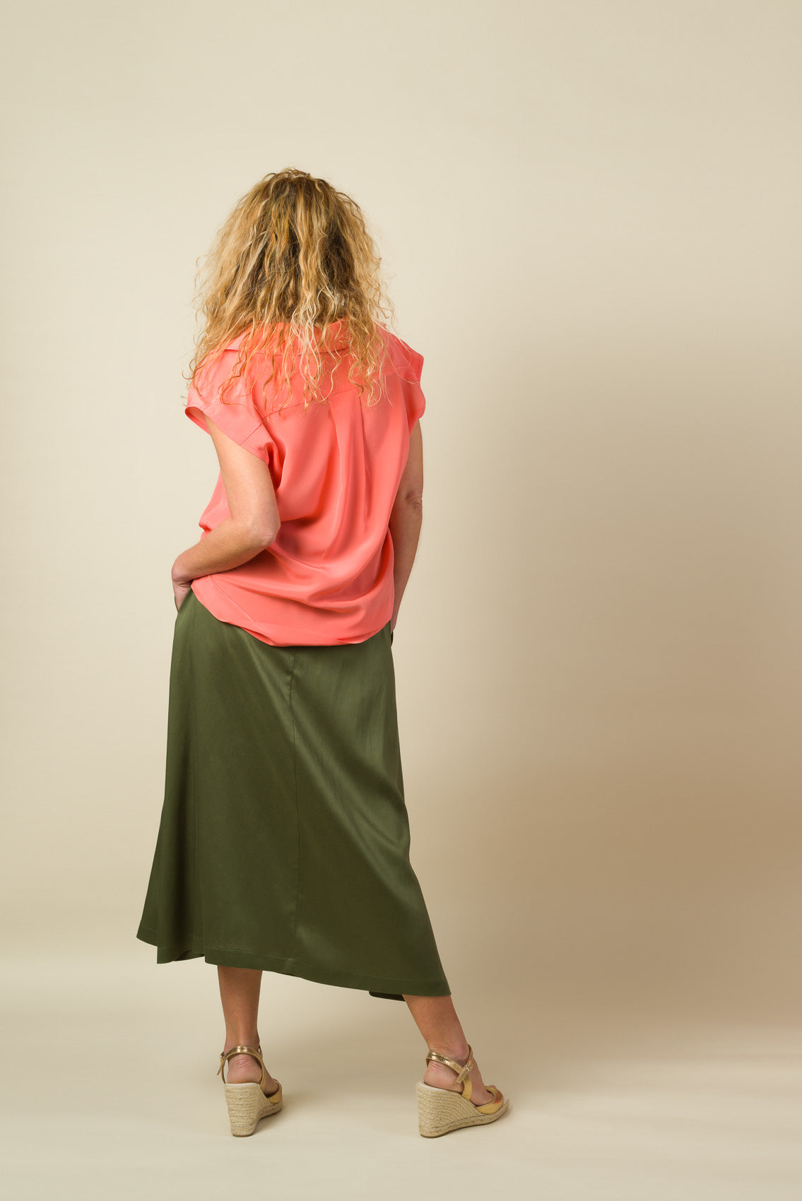 Made in France Blouse Jane soie pêche