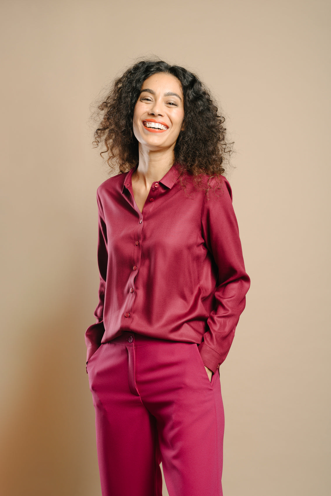 Made in France Chemise Louise aubergine