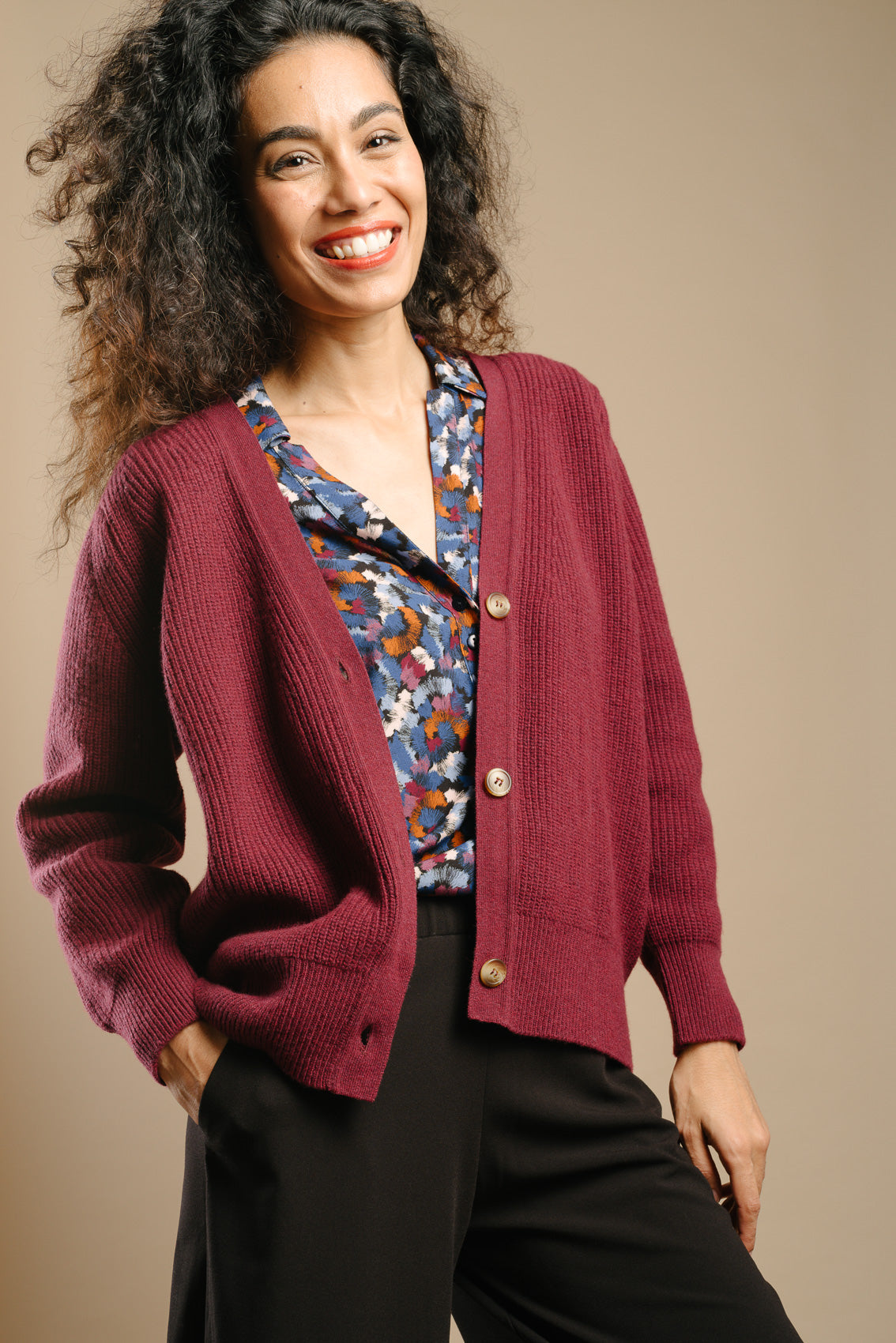 Cardigan laine myrtille