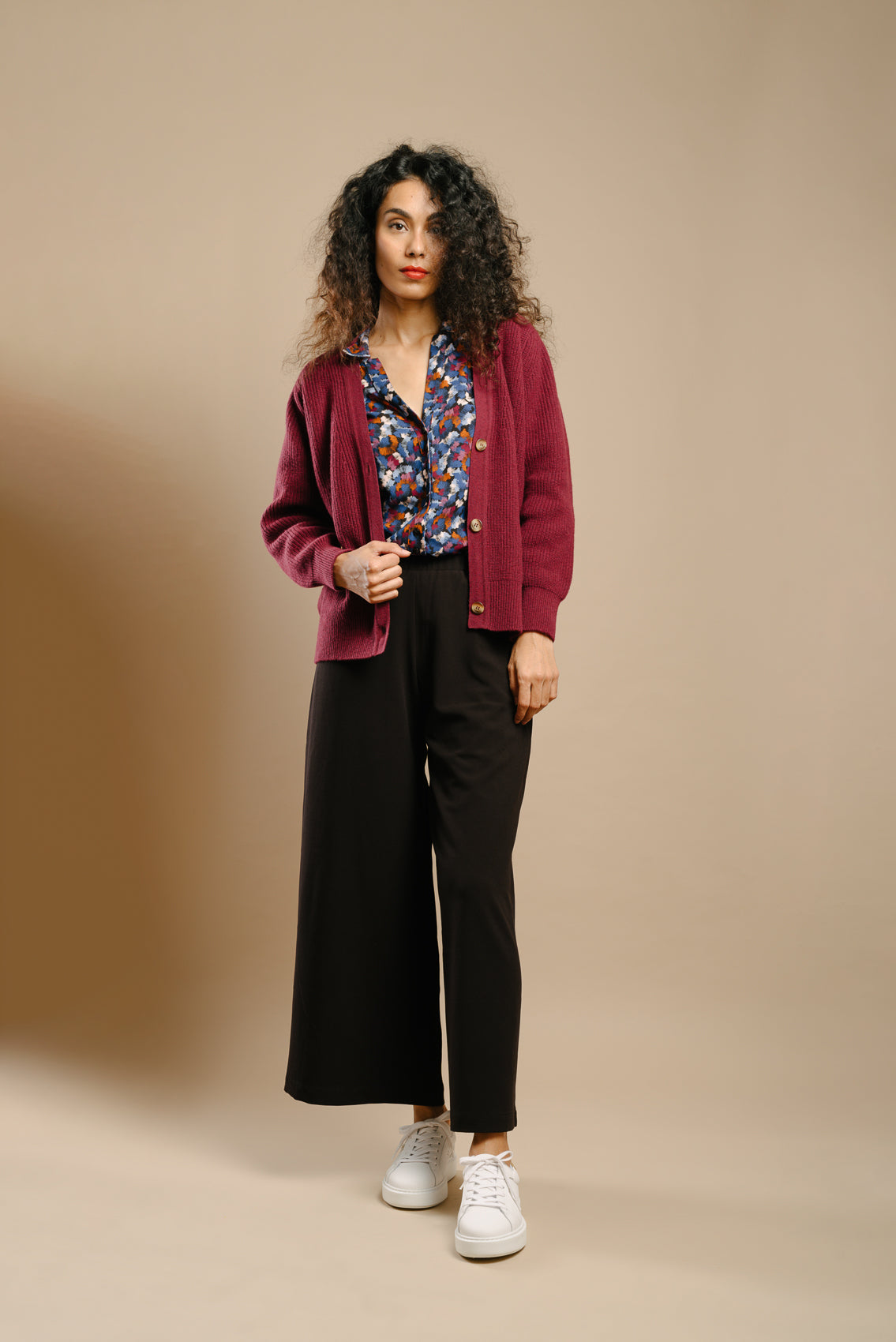 Cardigan laine myrtille