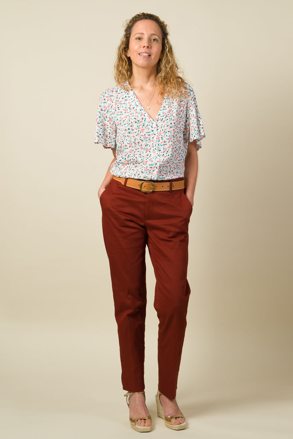 Made in France Pantalon Cigarette chataigne