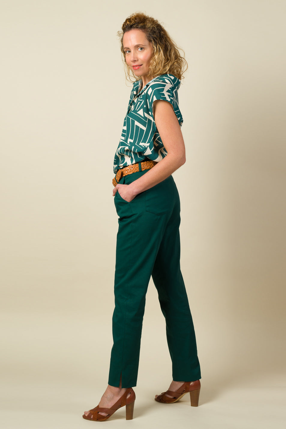 Made in France Pantalon Cigarette vert eucalyptus