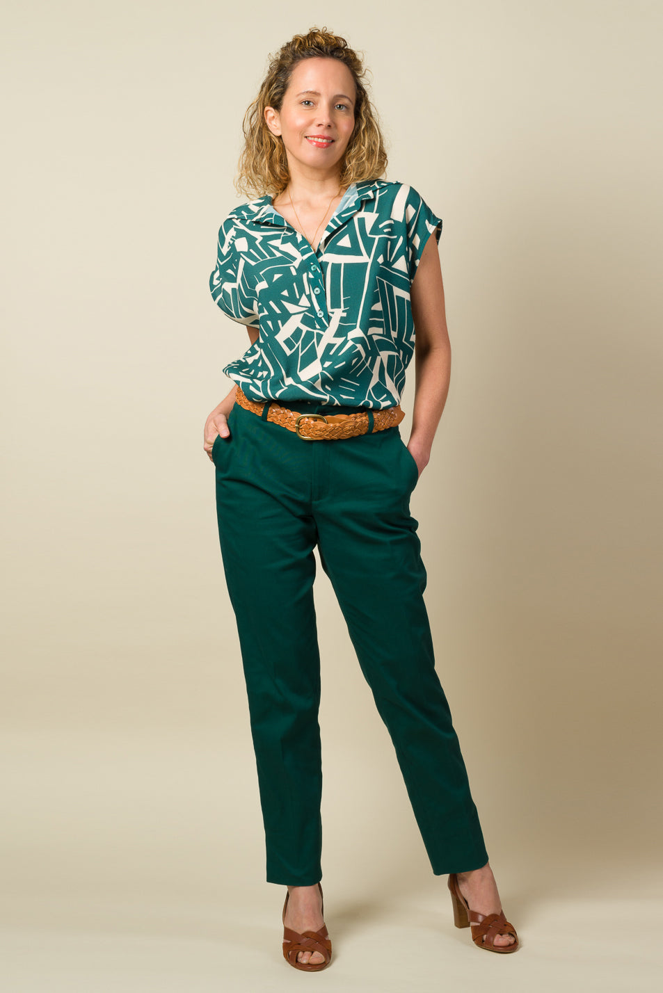 Made in France Pantalon Cigarette vert eucalyptus