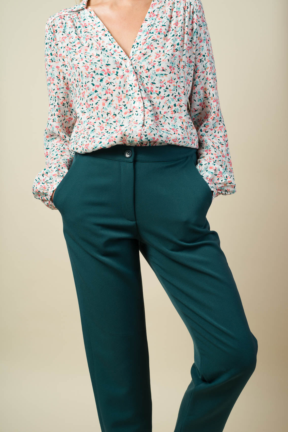Made in France Pantalon Coco gabardine vert