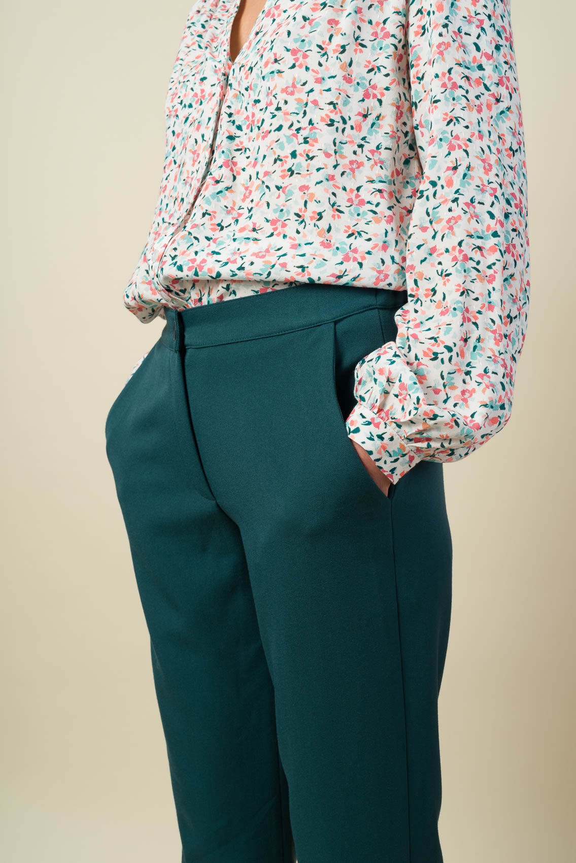 Made in France Pantalon Coco gabardine vert