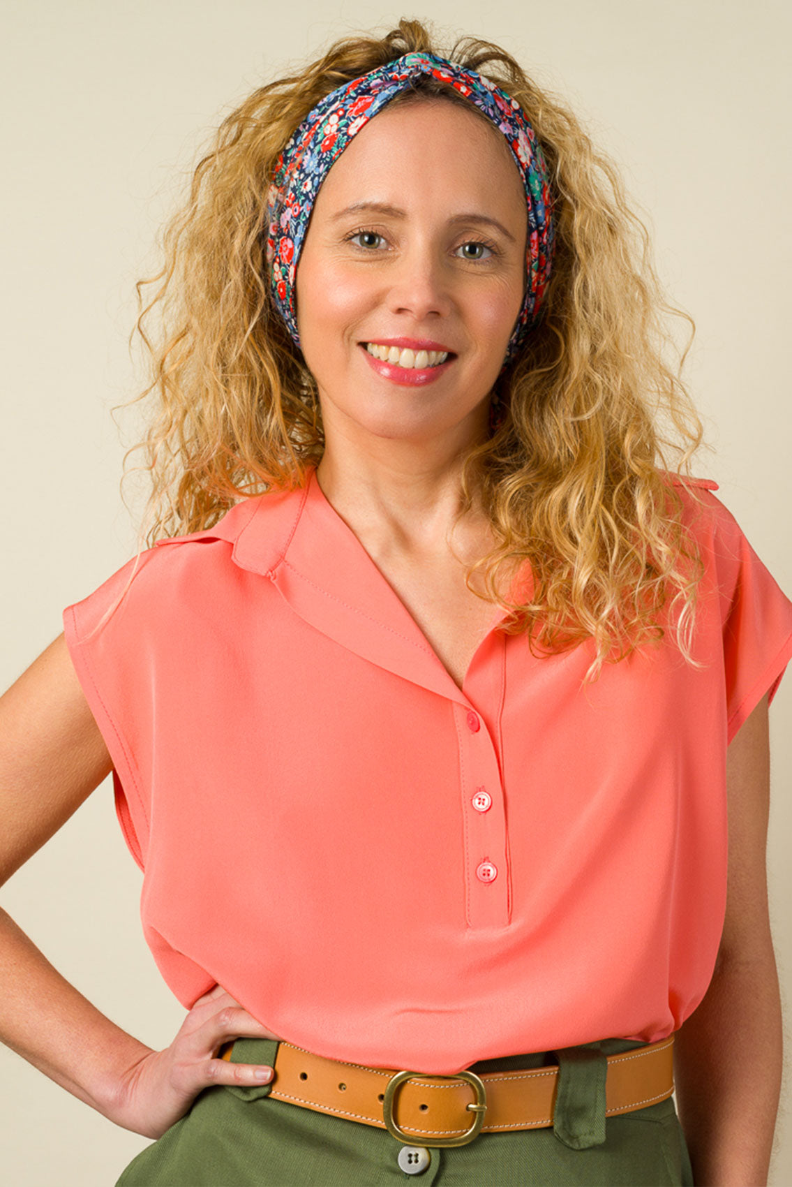 Made in France Blouse Jane soie pêche